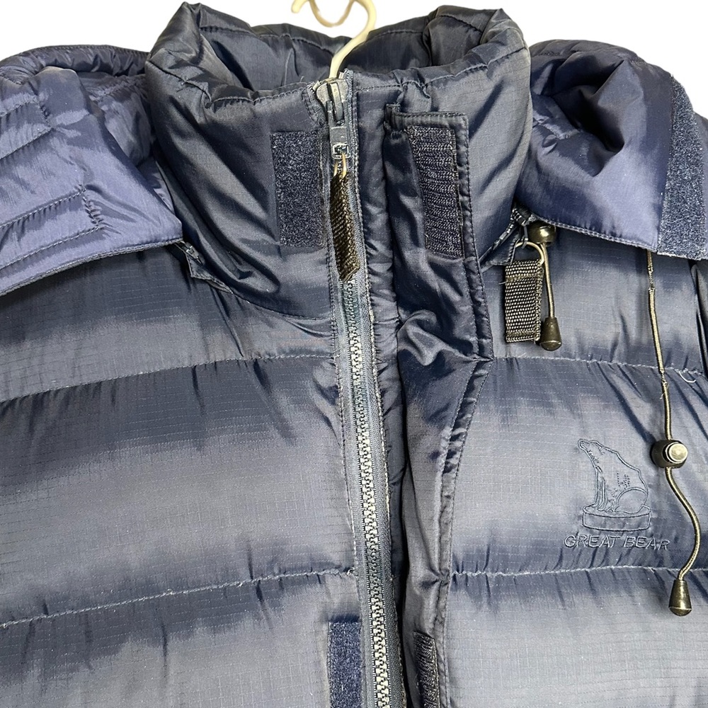 Men’s Vintage Down-Filled Puffy Blue Jacket Medium - Picture 3 of 13